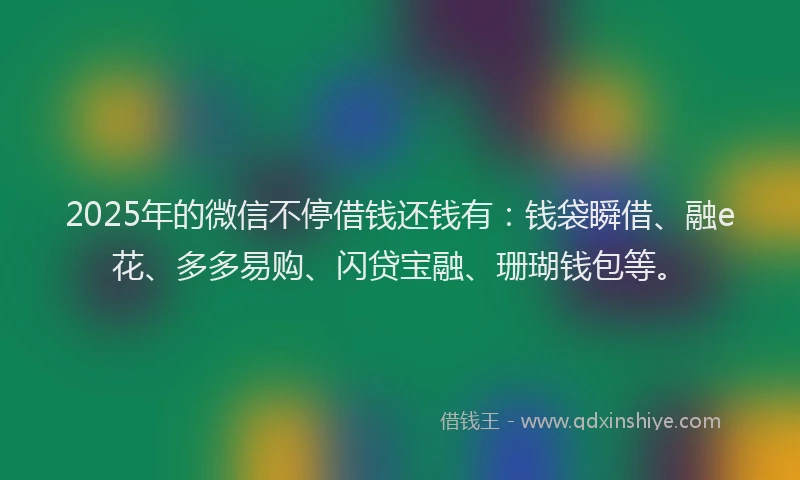 2025年的微信不停借钱还钱有：钱袋瞬借、融e花、多多易购、闪贷宝融、珊瑚钱包等。