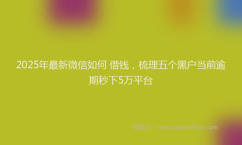 2025年最新微信如何 借钱，梳理五个黑户当前逾期秒下5万平台