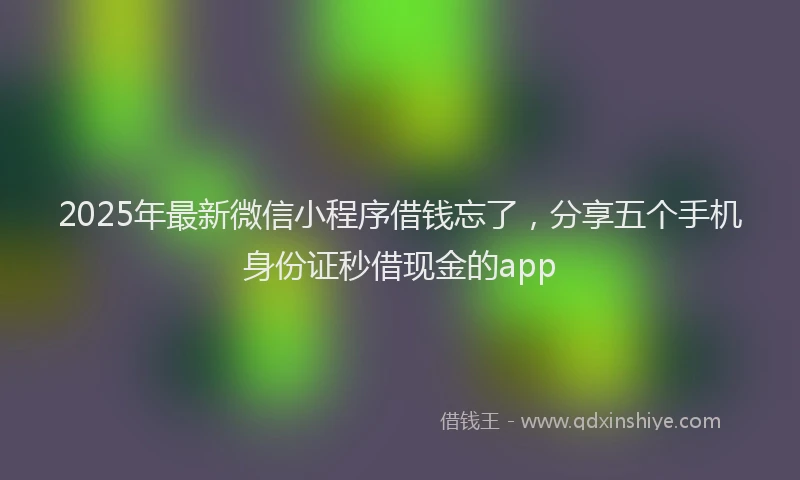 2025年最新微信小程序借钱忘了，分享五个手机身份证秒借现金的app