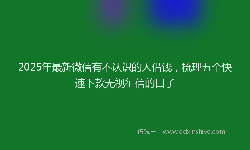 2025年最新微信有不认识的人借钱，梳理五个快速下款无视征信的口子