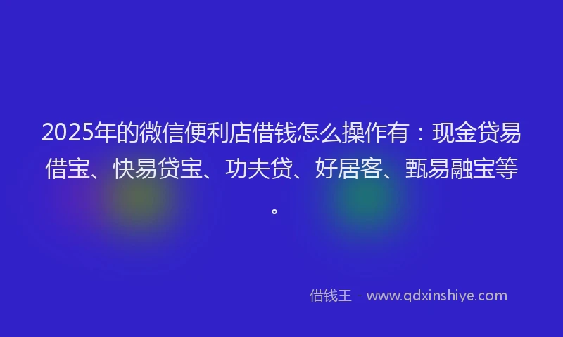 2025年的微信便利店借钱怎么操作有：现金贷易借宝、快易贷宝、功夫贷、好居客、甄易融宝等。