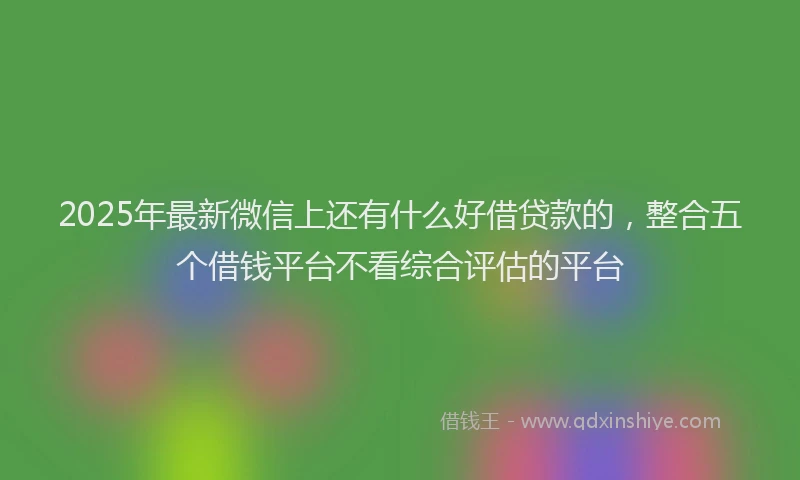 2025年最新微信上还有什么好借贷款的，整合五个借钱平台不看综合评估的平台