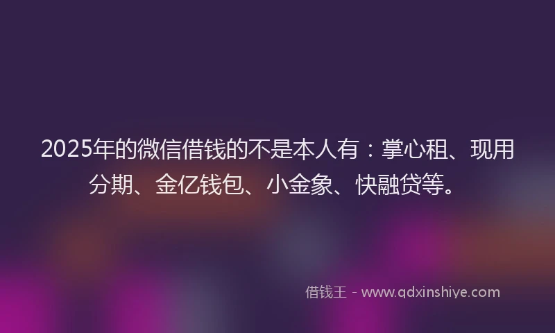 2025年的微信借钱的不是本人有：掌心租、现用分期、金亿钱包、小金象、快融贷等。