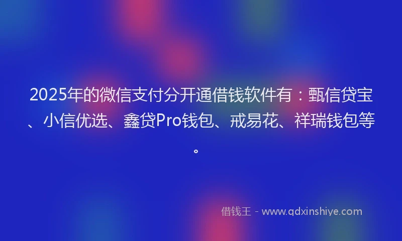 2025年的微信支付分开通借钱软件有：甄信贷宝、小信优选、鑫贷Pro钱包、戒易花、祥瑞钱包等。
