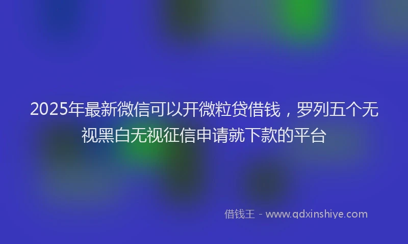2025年最新微信可以开微粒贷借钱，罗列五个无视黑白无视征信申请就下款的平台