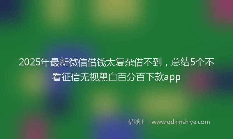 2025年最新微信借钱太复杂借不到，总结5个不看征信无视黑白百分百下款app