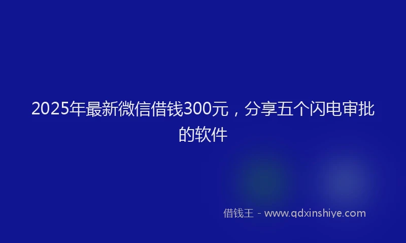2025年最新微信借钱300元，分享五个闪电审批的软件