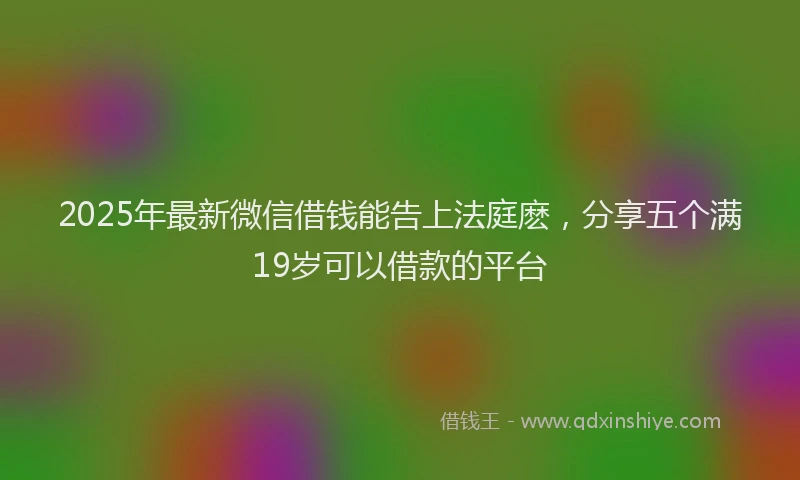 2025年最新微信借钱能告上法庭麽，分享五个满19岁可以借款的平台