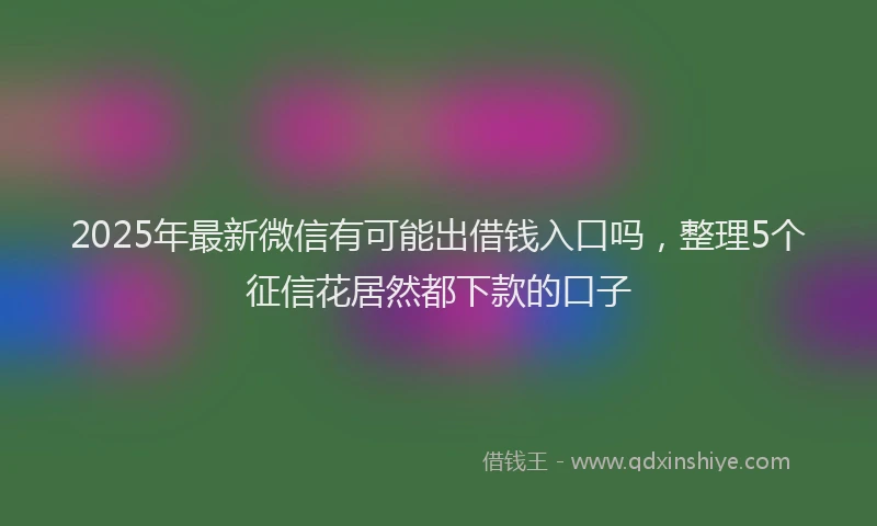 2025年最新微信有可能出借钱入口吗，整理5个征信花居然都下款的口子