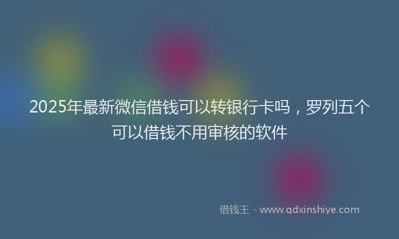 2025年最新微信借钱可以转银行卡吗，罗列五个可以借钱不用审核的软件