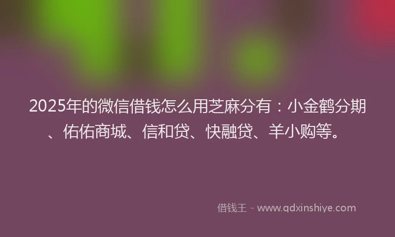 2025年的微信借钱怎么用芝麻分有：小金鹤分期、佑佑商城、信和贷、快融贷、羊小购等。