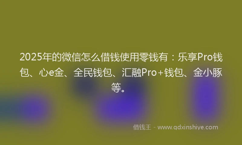 2025年的微信怎么借钱使用零钱有：乐享Pro钱包、心e金、全民钱包、汇融Pro+钱包、金小豚等。