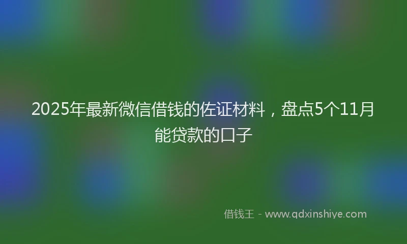 2025年最新微信借钱的佐证材料，盘点5个11月能贷款的口子