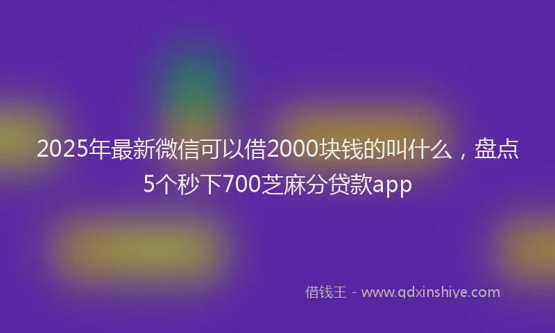 2025年最新微信可以借2000块钱的叫什么，盘点5个秒下700芝麻分贷款app