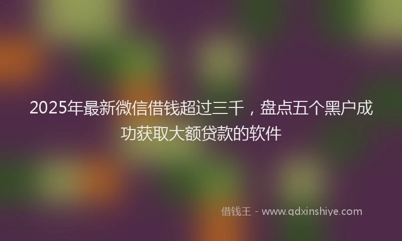2025年最新微信借钱超过三千，盘点五个黑户成功获取大额贷款的软件