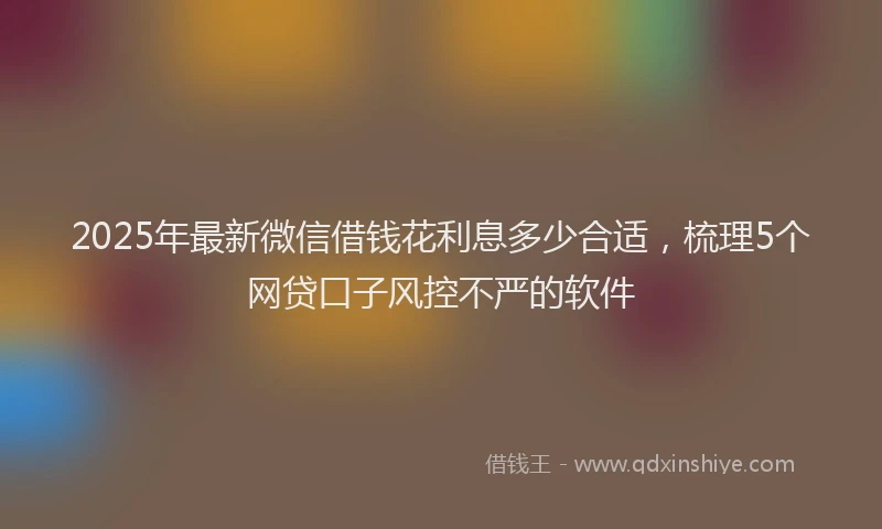2025年最新微信借钱花利息多少合适，梳理5个网贷口子风控不严的软件