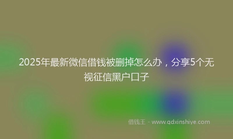 2025年最新微信借钱被删掉怎么办，分享5个无视征信黑户口子