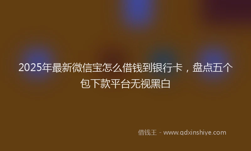 2025年最新微信宝怎么借钱到银行卡，盘点五个包下款平台无视黑白