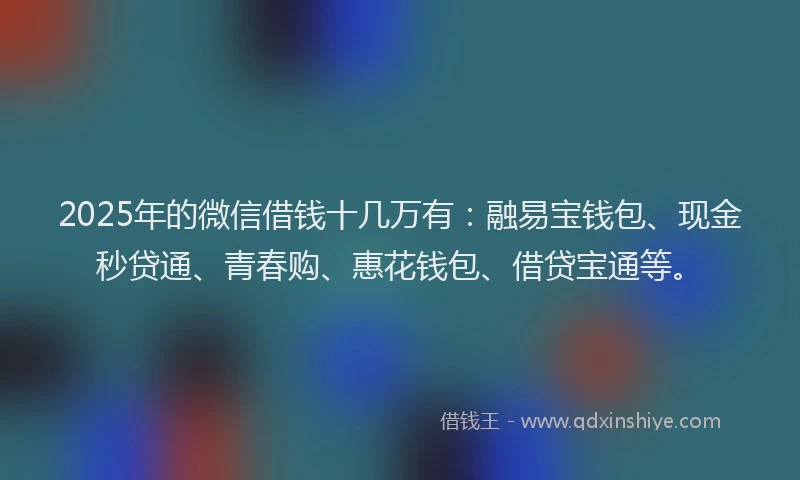 2025年的微信借钱十几万有：融易宝钱包、现金秒贷通、青春购、惠花钱包、借贷宝通等。
