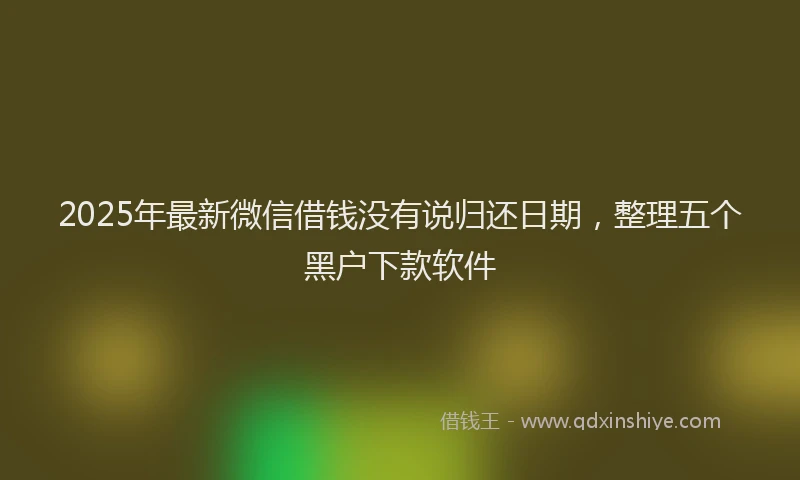 2025年最新微信借钱没有说归还日期，整理五个黑户下款软件