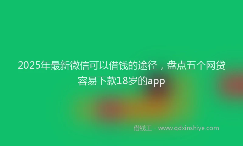 2025年最新微信可以借钱的途径，盘点五个网贷容易下款18岁的app