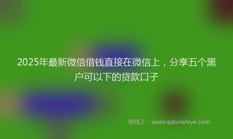 2025年最新微信借钱直接在微信上，分享五个黑户可以下的贷款口子