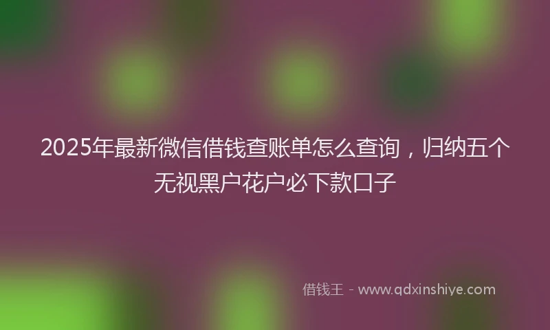 2025年最新微信借钱查账单怎么查询，归纳五个无视黑户花户必下款口子