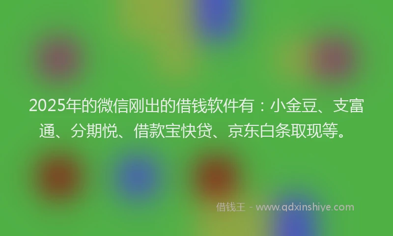 2025年的微信刚出的借钱软件有：小金豆、支富通、分期悦、借款宝快贷、京东白条取现等。