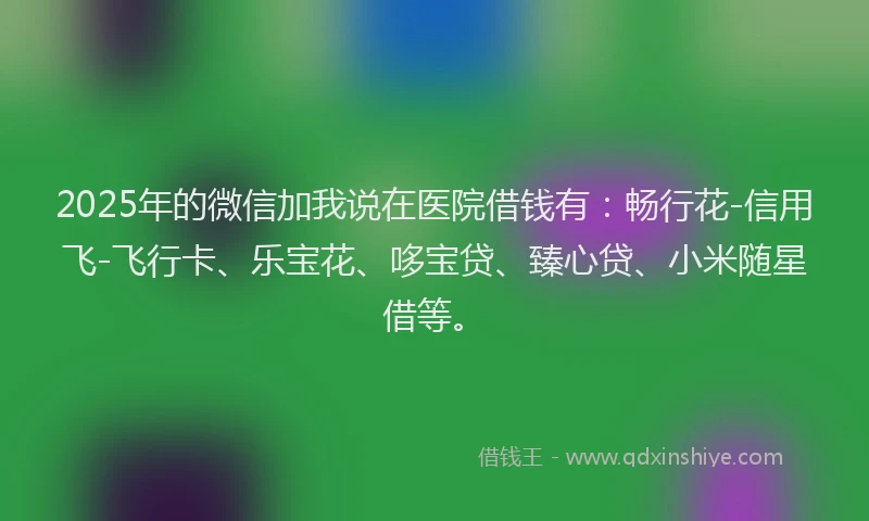 2025年的微信加我说在医院借钱有：畅行花-信用飞-飞行卡、乐宝花、哆宝贷、臻心贷、小米随星借等。
