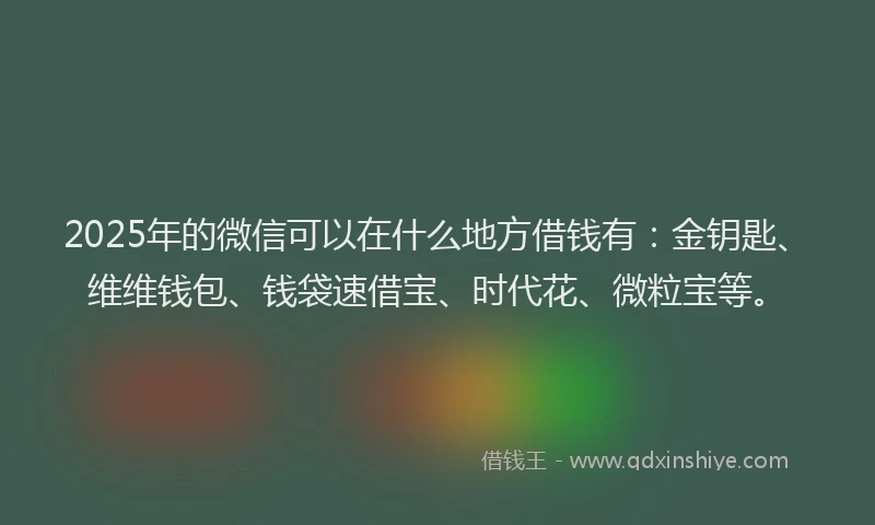 2025年的微信可以在什么地方借钱有：金钥匙、维维钱包、钱袋速借宝、时代花、微粒宝等。