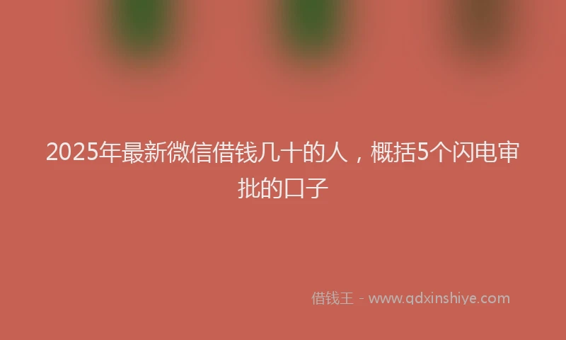 2025年最新微信借钱几十的人，概括5个闪电审批的口子