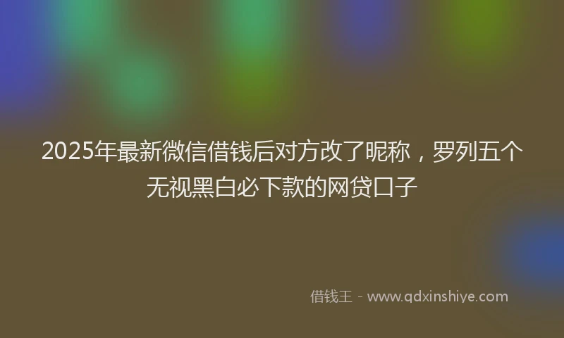 2025年最新微信借钱后对方改了昵称，罗列五个无视黑白必下款的网贷口子