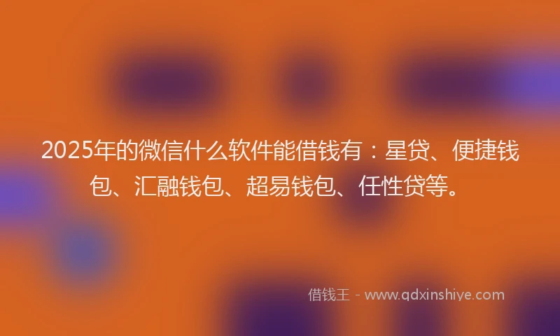2025年的微信什么软件能借钱有：星贷、便捷钱包、汇融钱包、超易钱包、任性贷等。
