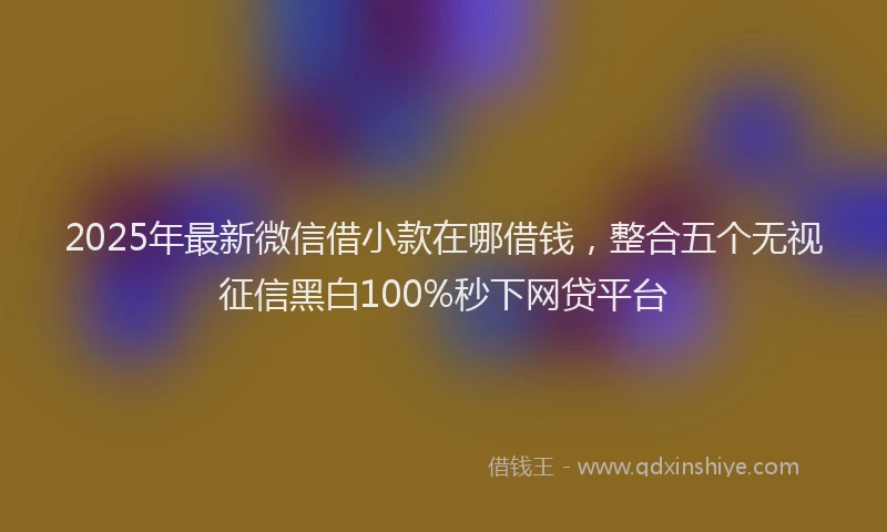2025年最新微信借小款在哪借钱，整合五个无视征信黑白100%秒下网贷平台