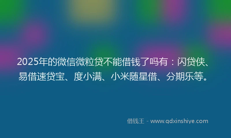 2025年的微信微粒贷不能借钱了吗有：闪贷侠、易借速贷宝、度小满、小米随星借、分期乐等。