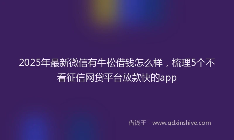 2025年最新微信有牛松借钱怎么样，梳理5个不看征信网贷平台放款快的app