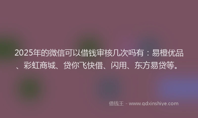 2025年的微信可以借钱审核几次吗有：易橙优品、彩虹商城、贷你飞快借、闪用、东方易贷等。
