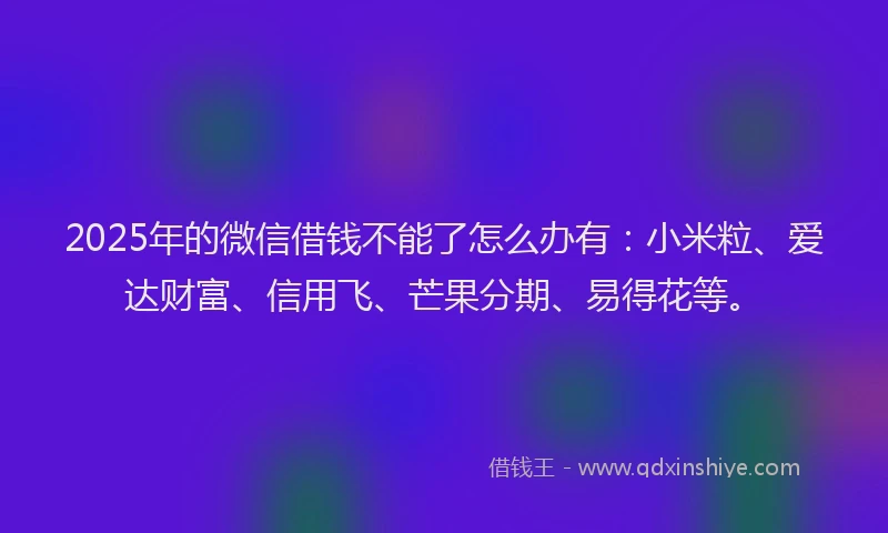 2025年的微信借钱不能了怎么办有：小米粒、爱达财富、信用飞、芒果分期、易得花等。