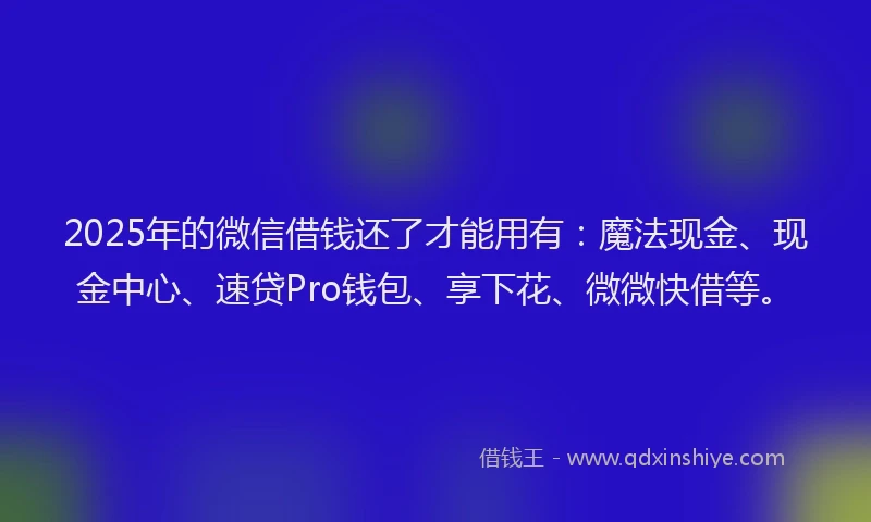 2025年的微信借钱还了才能用有：魔法现金、现金中心、速贷Pro钱包、享下花、微微快借等。