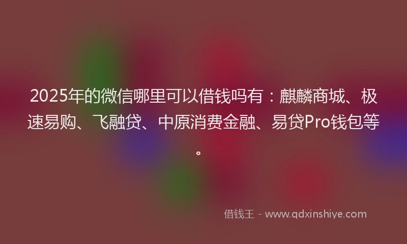 2025年的微信哪里可以借钱吗有：麒麟商城、极速易购、飞融贷、中原消费金融、易贷Pro钱包等。