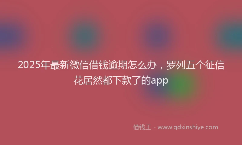 2025年最新微信借钱逾期怎么办，罗列五个征信花居然都下款了的app