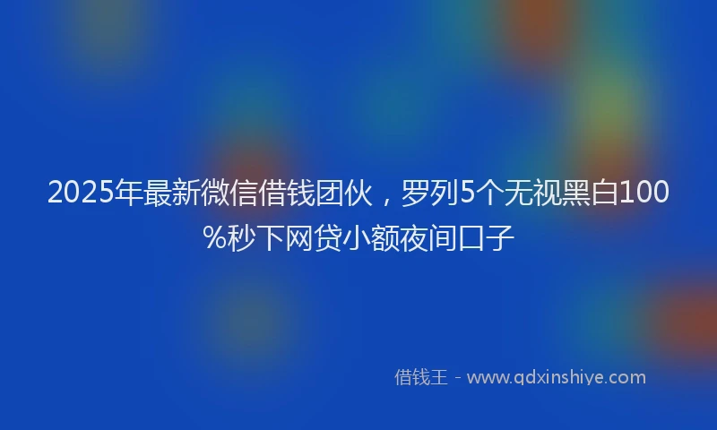 2025年最新微信借钱团伙，罗列5个无视黑白100%秒下网贷小额夜间口子