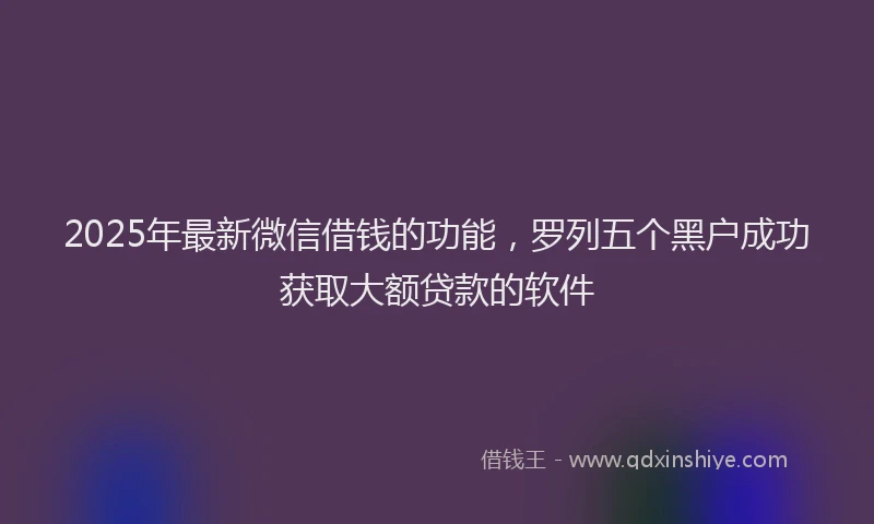 2025年最新微信借钱的功能，罗列五个黑户成功获取大额贷款的软件
