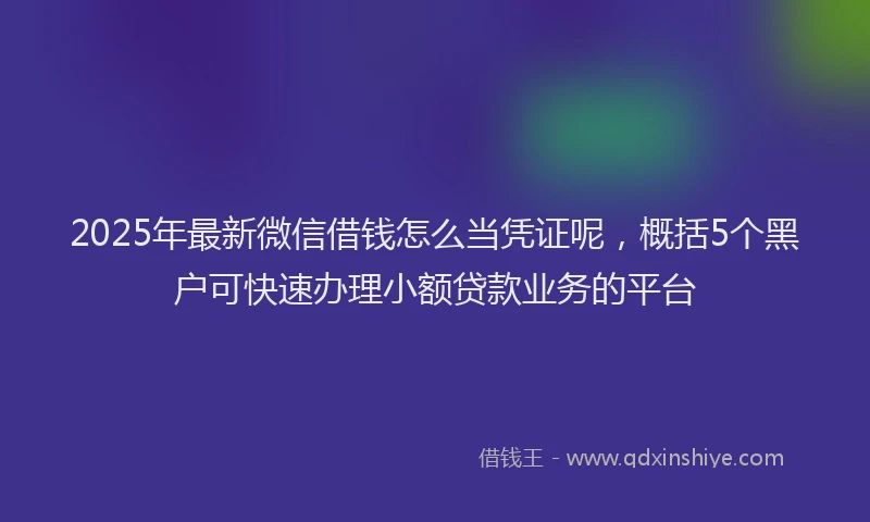 2025年最新微信借钱怎么当凭证呢，概括5个黑户可快速办理小额贷款业务的平台