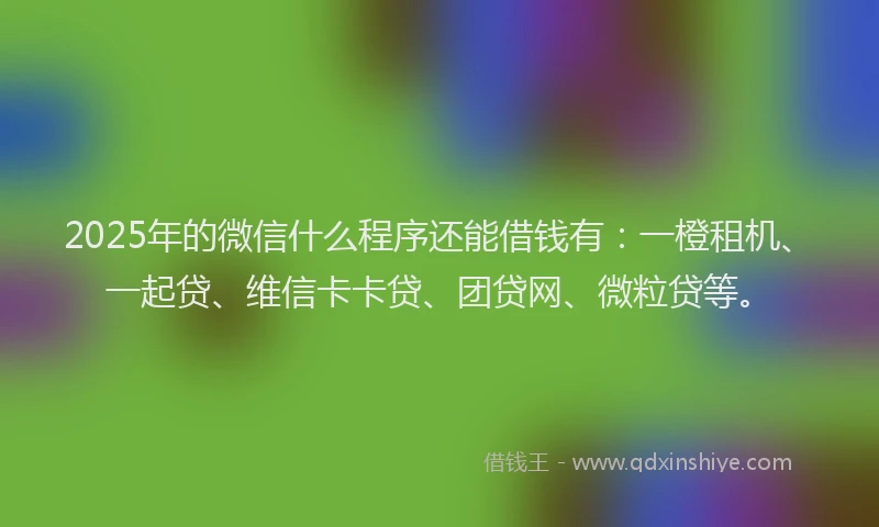 2025年的微信什么程序还能借钱有：一橙租机、一起贷、维信卡卡贷、团贷网、微粒贷等。