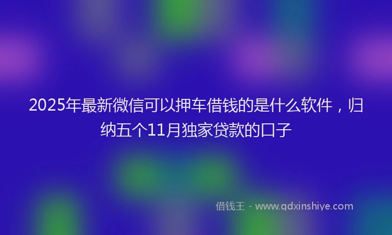 2025年最新微信可以押车借钱的是什么软件，归纳五个11月独家贷款的口子