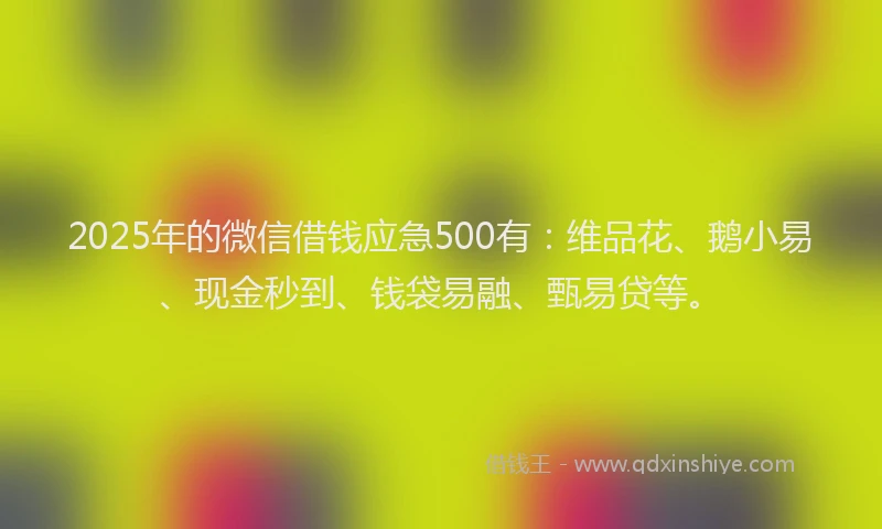 2025年的微信借钱应急500有：维品花、鹅小易、现金秒到、钱袋易融、甄易贷等。