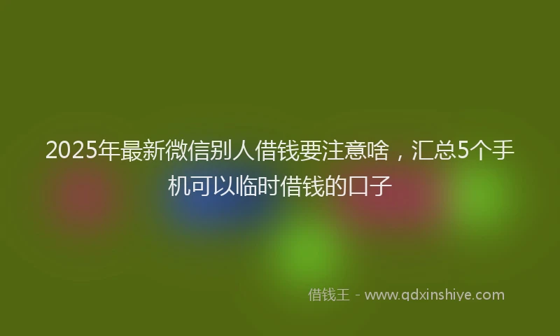 2025年最新微信别人借钱要注意啥，汇总5个手机可以临时借钱的口子