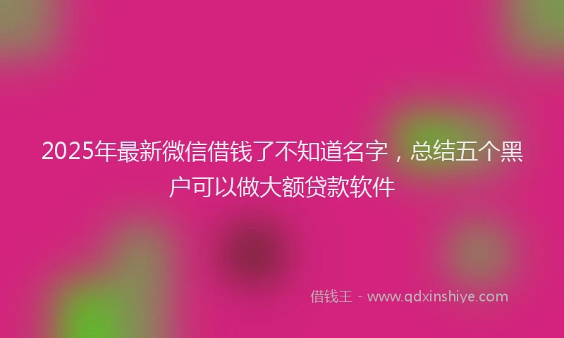 2025年最新微信借钱了不知道名字，总结五个黑户可以做大额贷款软件
