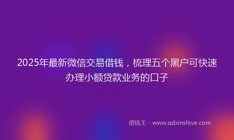 2025年最新微信交易借钱，梳理五个黑户可快速办理小额贷款业务的口子